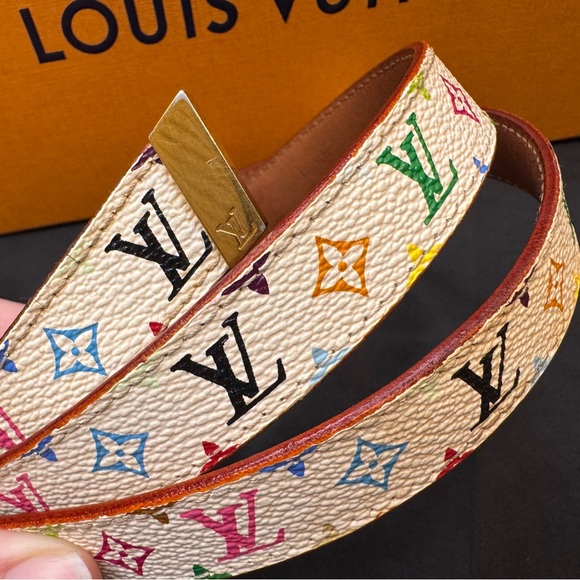 Louis Vuitton LV Multicolor Murakami Limited White Belt Size 90/36 with LV Box - Picture 4 of 17